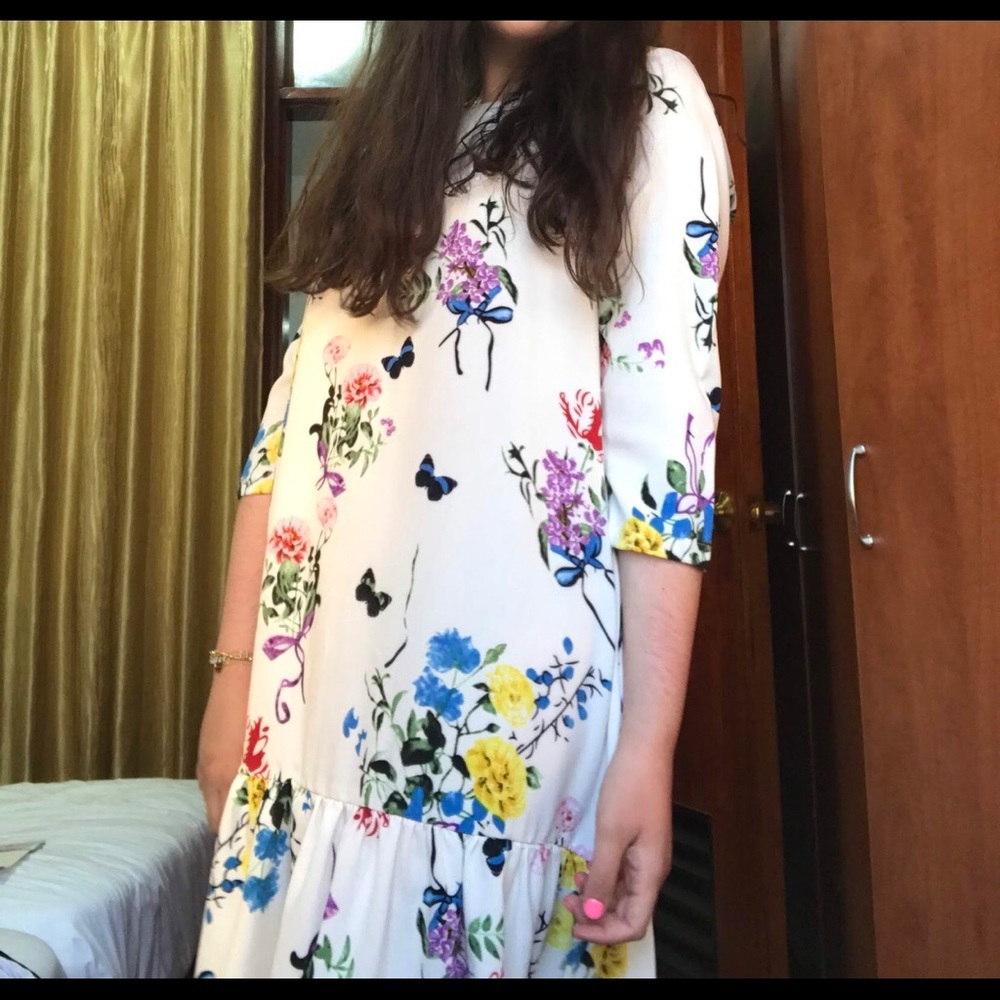 White floral butterfly dress